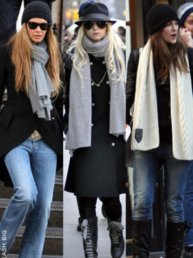 <p>The three celebs who get our top marks for weather-appropriate dressing? Elle Macpherson, Taylor Momsen and Keira Knightley. </p><p>Stylish supermodel Elle nailed a classic look with the perfect accessories - we love her snug hat, luxe scarf and cool s