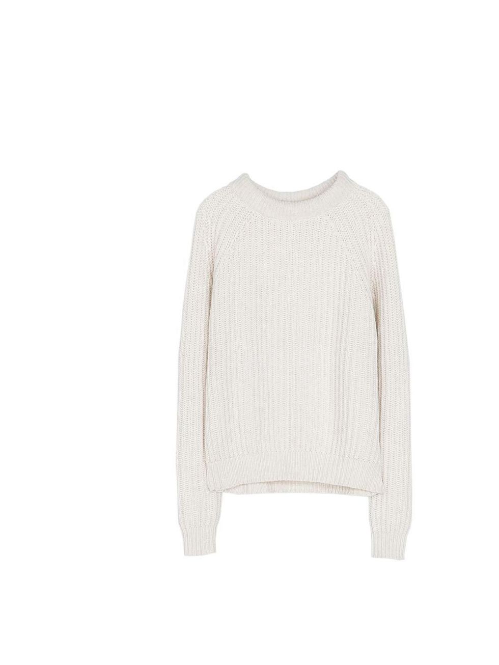 <p>A cream fisherman's jumper will lift a wardrobe of wintery navy and grey. Editor in Chief's PA Gillian Brett will wear hers with a leather pencil skirt and a pair of ankle boots.</p><p><a href="http://www.zara.com/uk/en/woman/knitwear/ribbed-sweater-c2