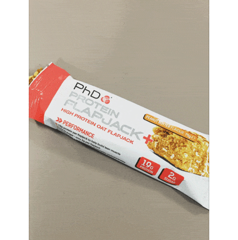 <p>PHD Protein FlapJack, 75g</p>

<p>Kcal: 270</p>

<p>Fat: 6.6g</p>

<p>Carbohydrate: 37g</p>

<p>Protein: 19g</p>

<p>Verdict: This. Is. Delicious. It's pretty much like eating a spoonful of peanut butter and the level of protein is spot on. </p>