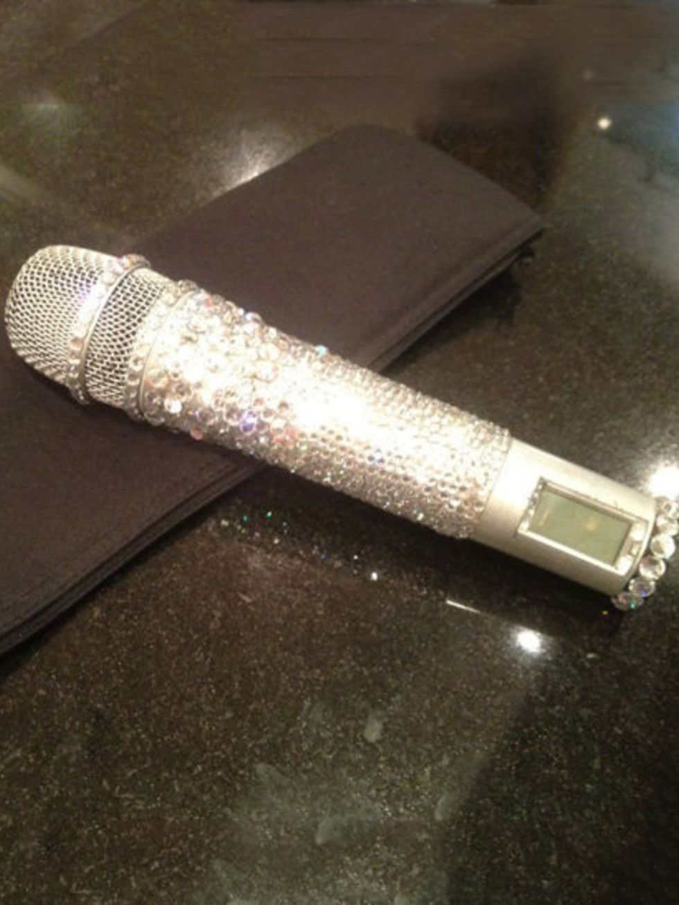 <p>Victoria Beckham's crystal-covered mic</p>