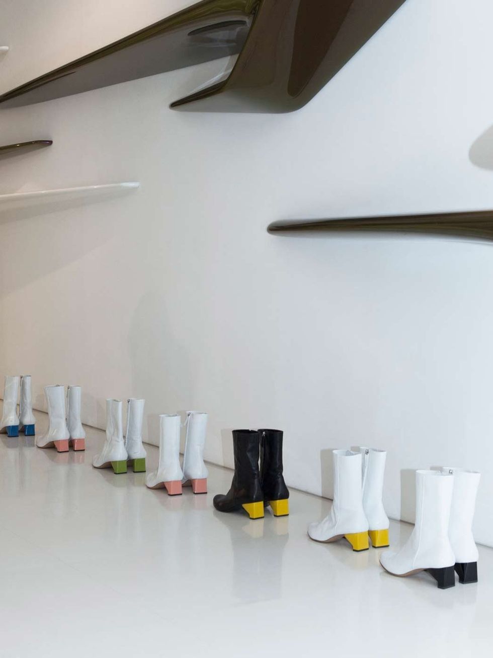 <p>Thomas Tait's spring summer 2013 collection at the Zaha Hadid gallery</p>