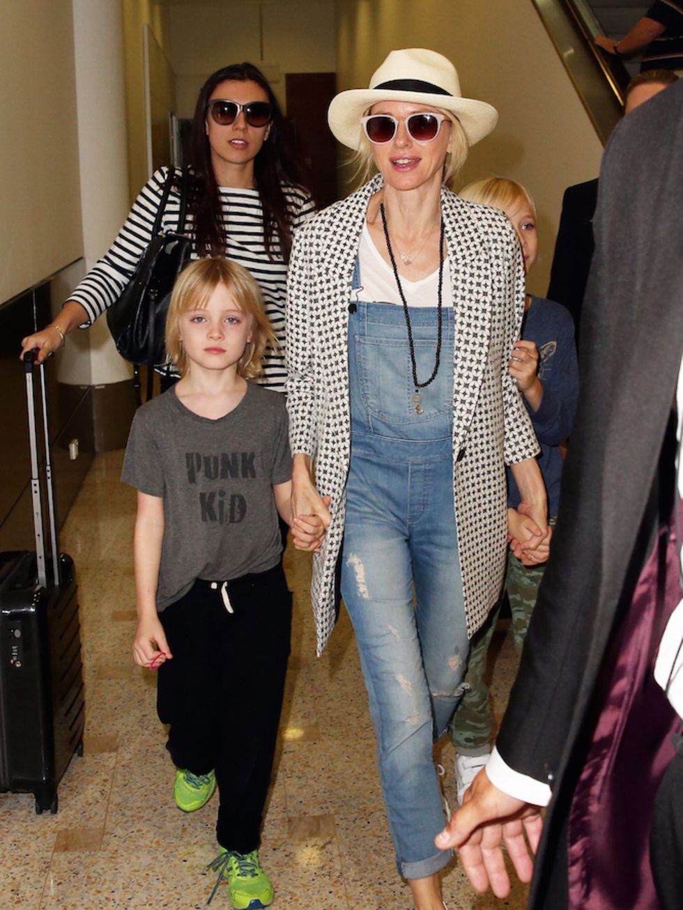 Naomi Watts at ease with her family in Sydney.