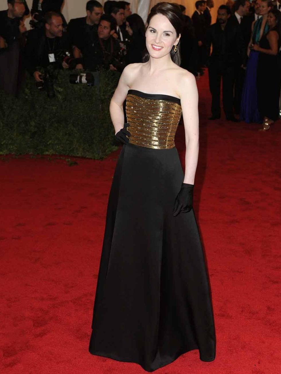 <p>Michelle Dockery wears Ralph Lauren Collection to the MET ball in NY.</p>