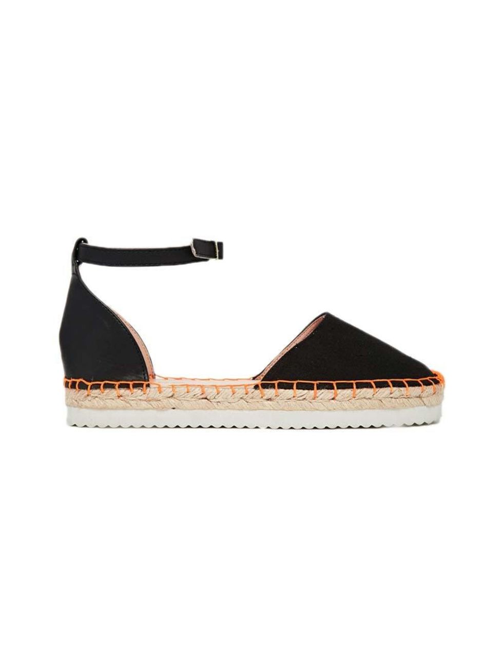 <p>A classic espadrille with a flash of neon.</p>

<p>Miss KG espadrilles, £40 at <a href="http://www.asos.com/Miss-KG/Miss-KG-Dominique-2-Part-Espadrille-Flatform-Shoes/Prod/pgeproduct.aspx?iid=4871304&cid=6992&sh=0&pge=1&pgesize=204&sort=-1&clr=Black&to