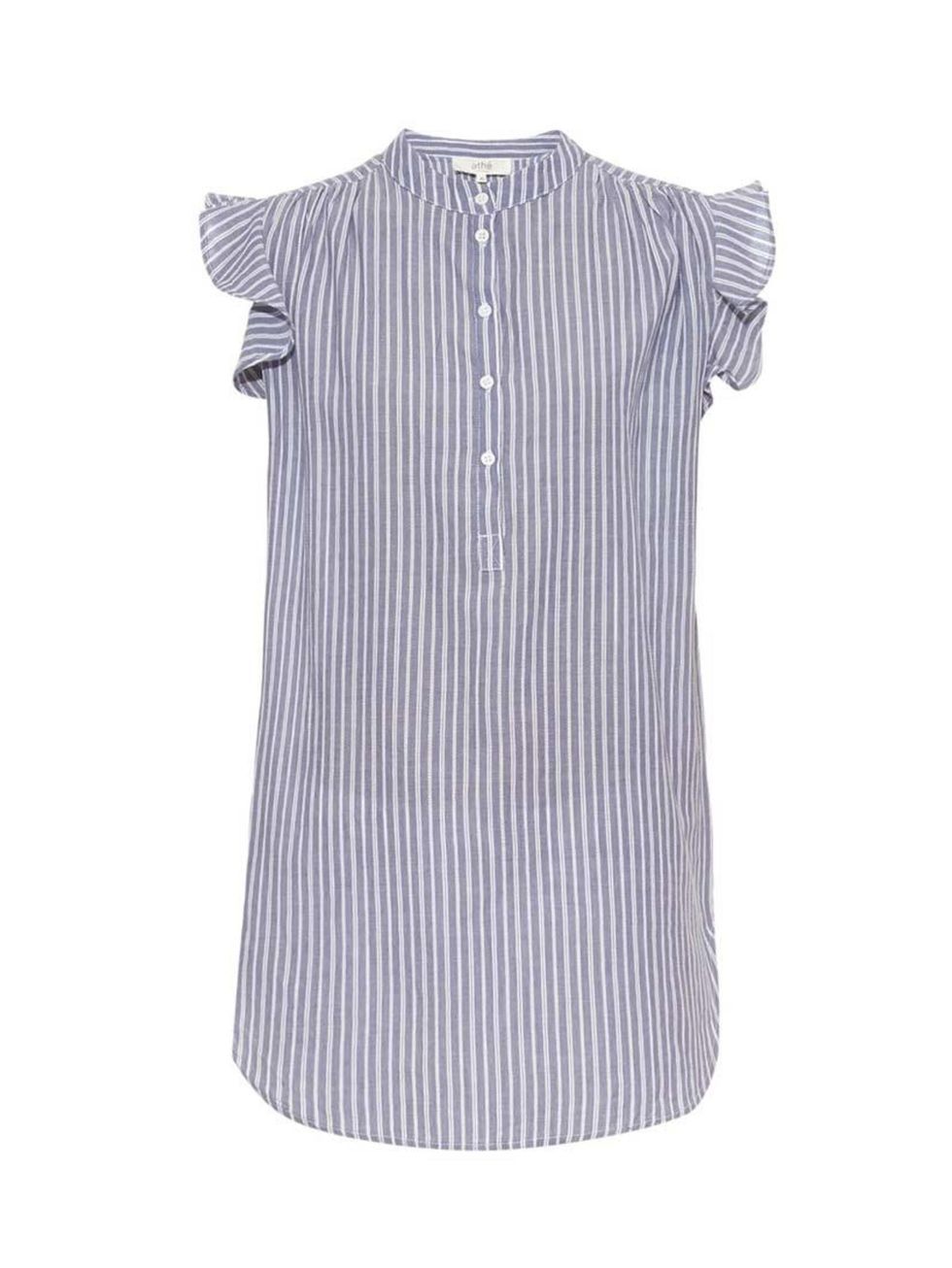<p>Blue and white stripes herald the start of summer.</p>

<p>Vanessa Bruno Athé shirt, £145 at <a href="http://www.matchesfashion.com/products/Vanessa-Bruno-Ath%C3%A9-Caitleen-ruffle-sleeve-striped-cotton-shirt-1010553#" target="_blank">MatchesFashion.co