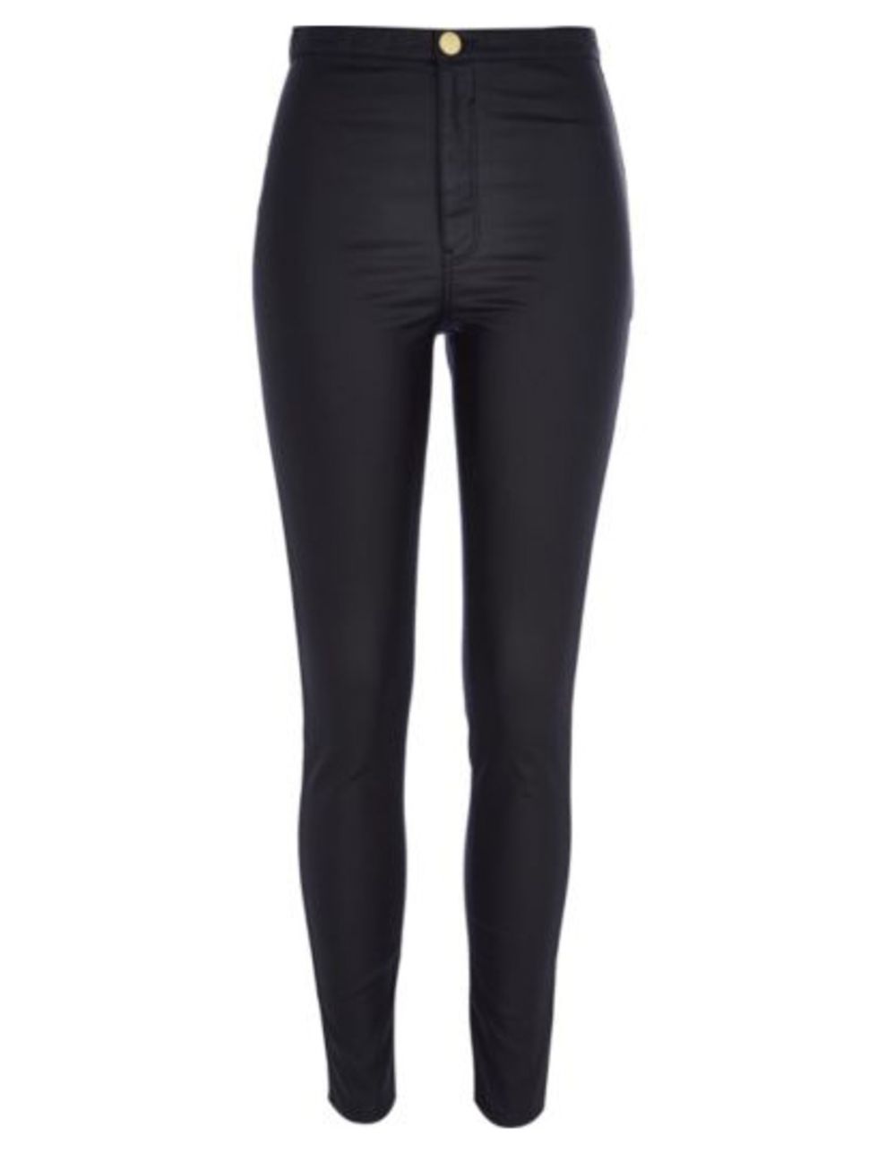 <p>Black trousers, £40 at <a href="http://www.riverisland.com/women/jeans/tube-pants/Black-coated-tube-pants-659049">River Island</a>.</p>