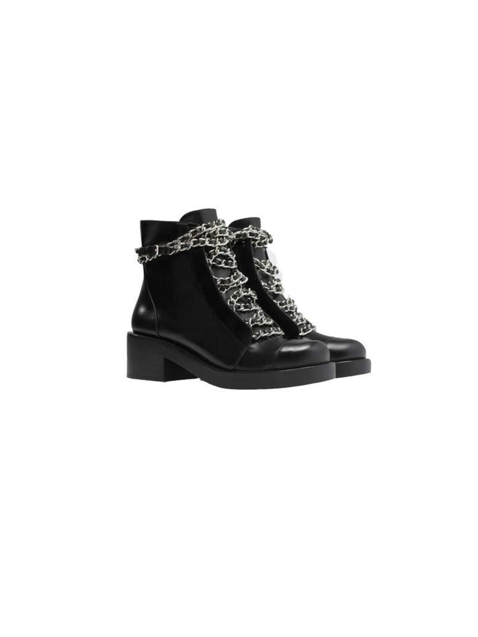 <p>Forget about your stilettos, these stomping boots will let you run around in style</p>

<p><a href="http://www.zara.com/uk/en/shoes---bags/woman/shoes/leather-lace-up-booties-with-chains-c665017p2072559.html">Zara</a>, £89.99</p>