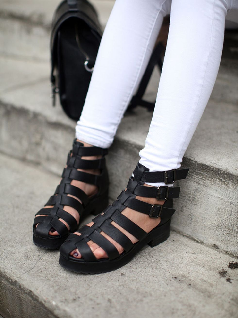 <p>Aimee Gill wears Acne jeans, Topshop shoes.</p>