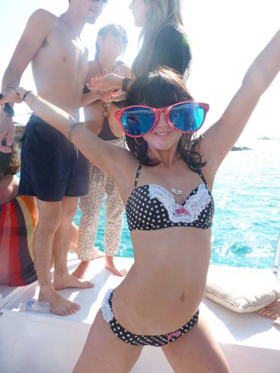 <p>Alannah Sparks partying on a catamaran, 2011</p>