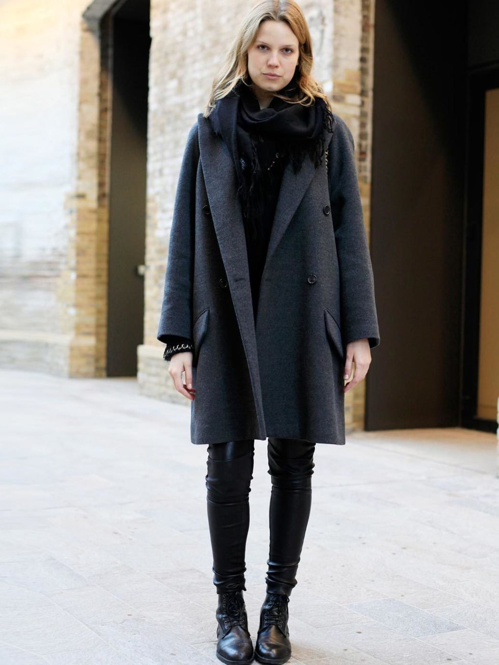 <p>Marilyn, 26, Chloe coat, Risto trousers, vintage boots from Paris, Chanel bag.</p>