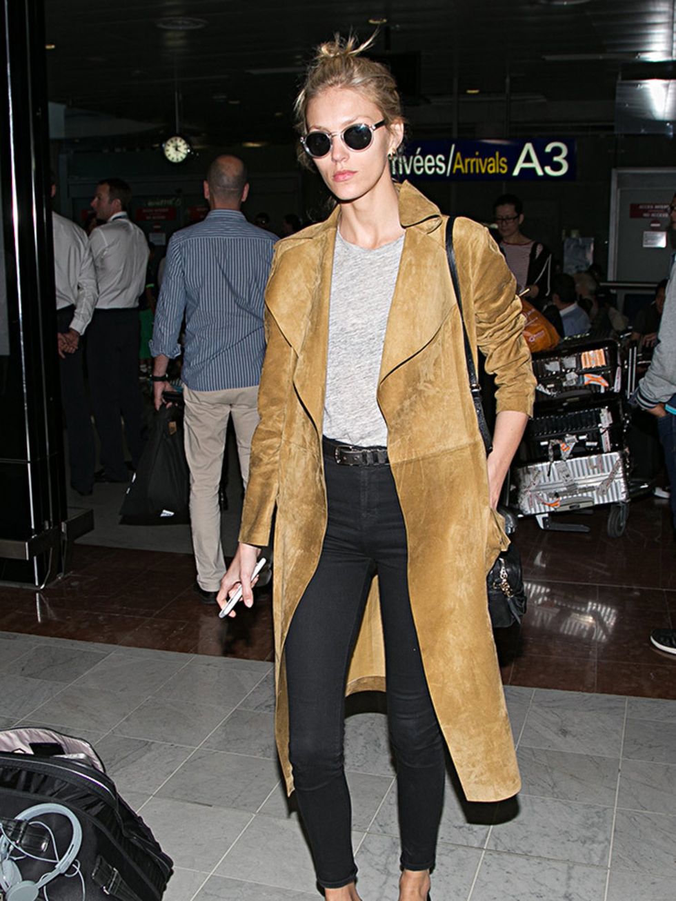 <p>Anja Rubik at Nice airport during Cannes Film Festival,May 2015.</p>