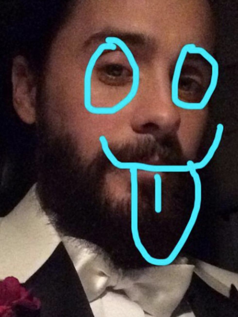 Jared Leto (@jaredleto)

'As they say.. better late than never. #GoldenGlobes #snapchat'