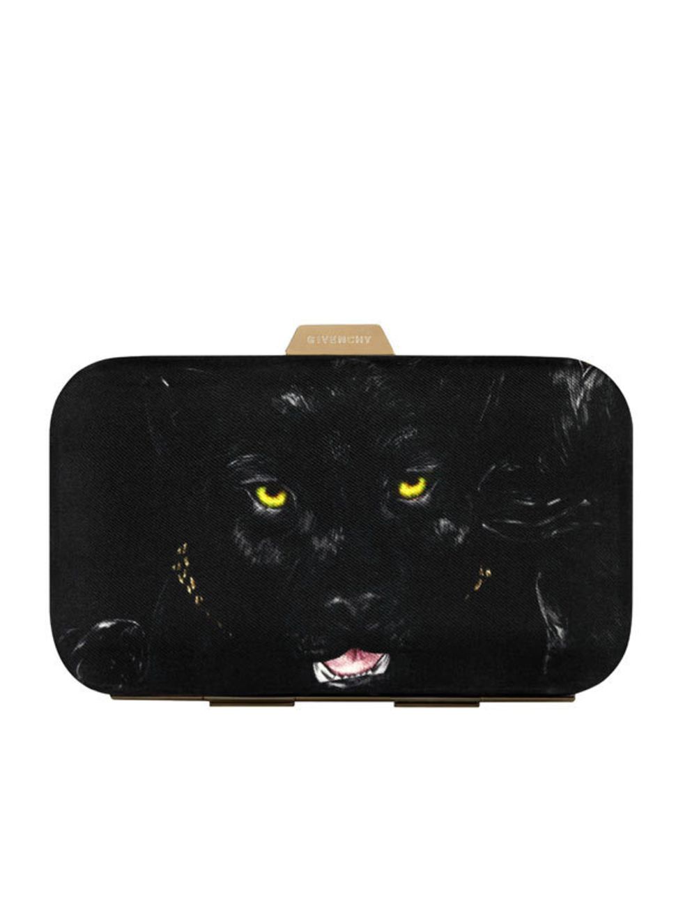 <p>Givenchy by Riccardo Tisci panther box clutch in black, Price on Request, for stockists call 0800 123 400</p>
