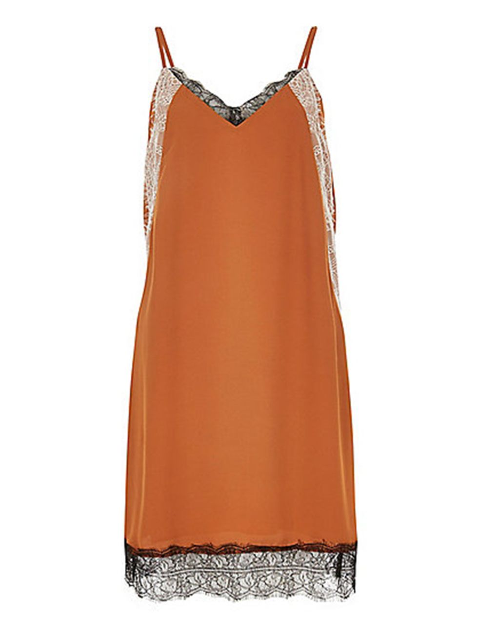 <p>Slip dress, £38, <a href="http://www.riverisland.com/women/dresses/day--t-shirt-dresses/rust-brown-lace-slip-dress-681293" target="_blank">River Island </a></p>