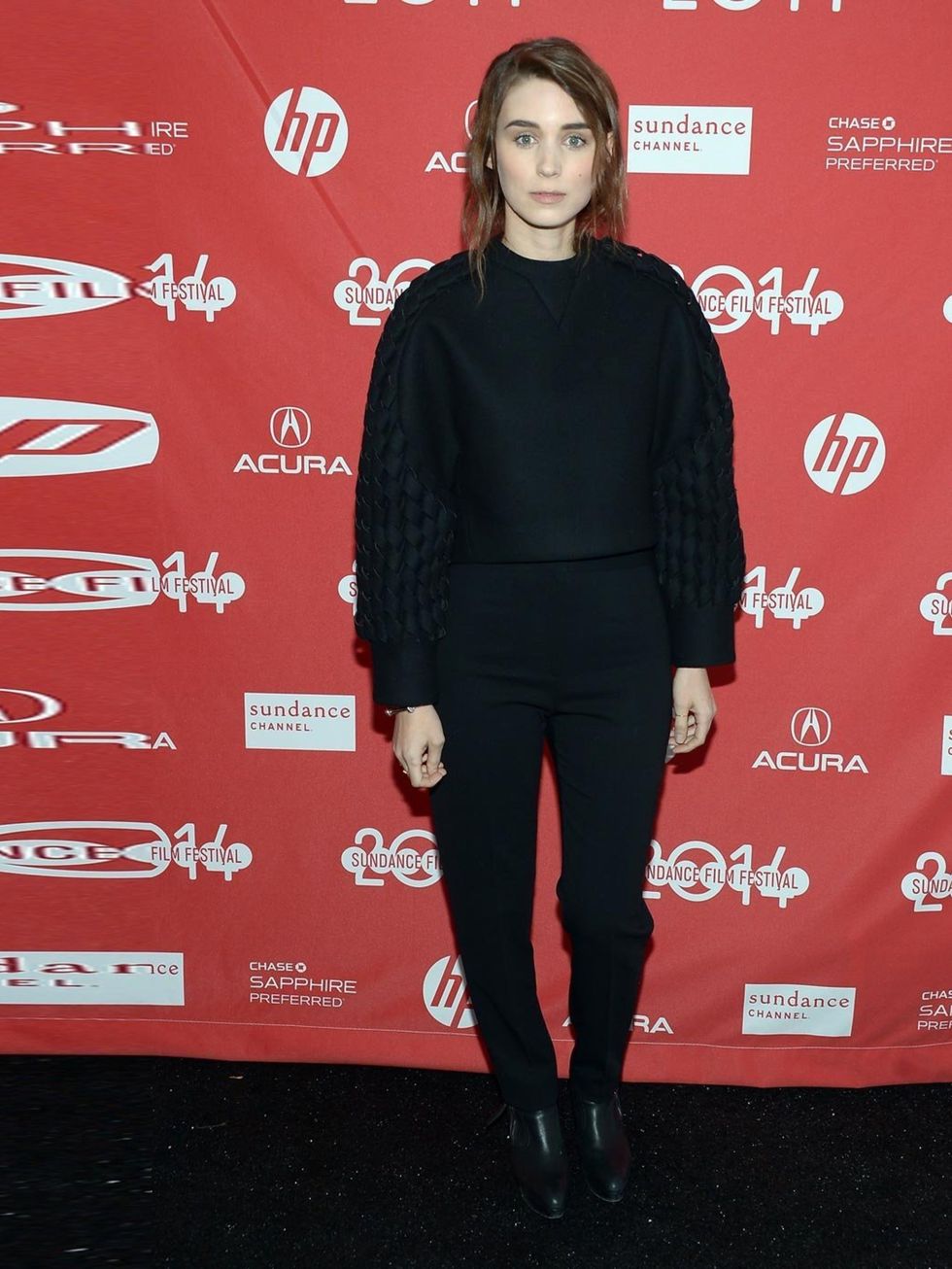 <p>Rooney Mara wears Balenciaga pre-fall 2014 to the premiere of <em>The One I Love</em> during the  Sundance Film Festival, 2014.</p>