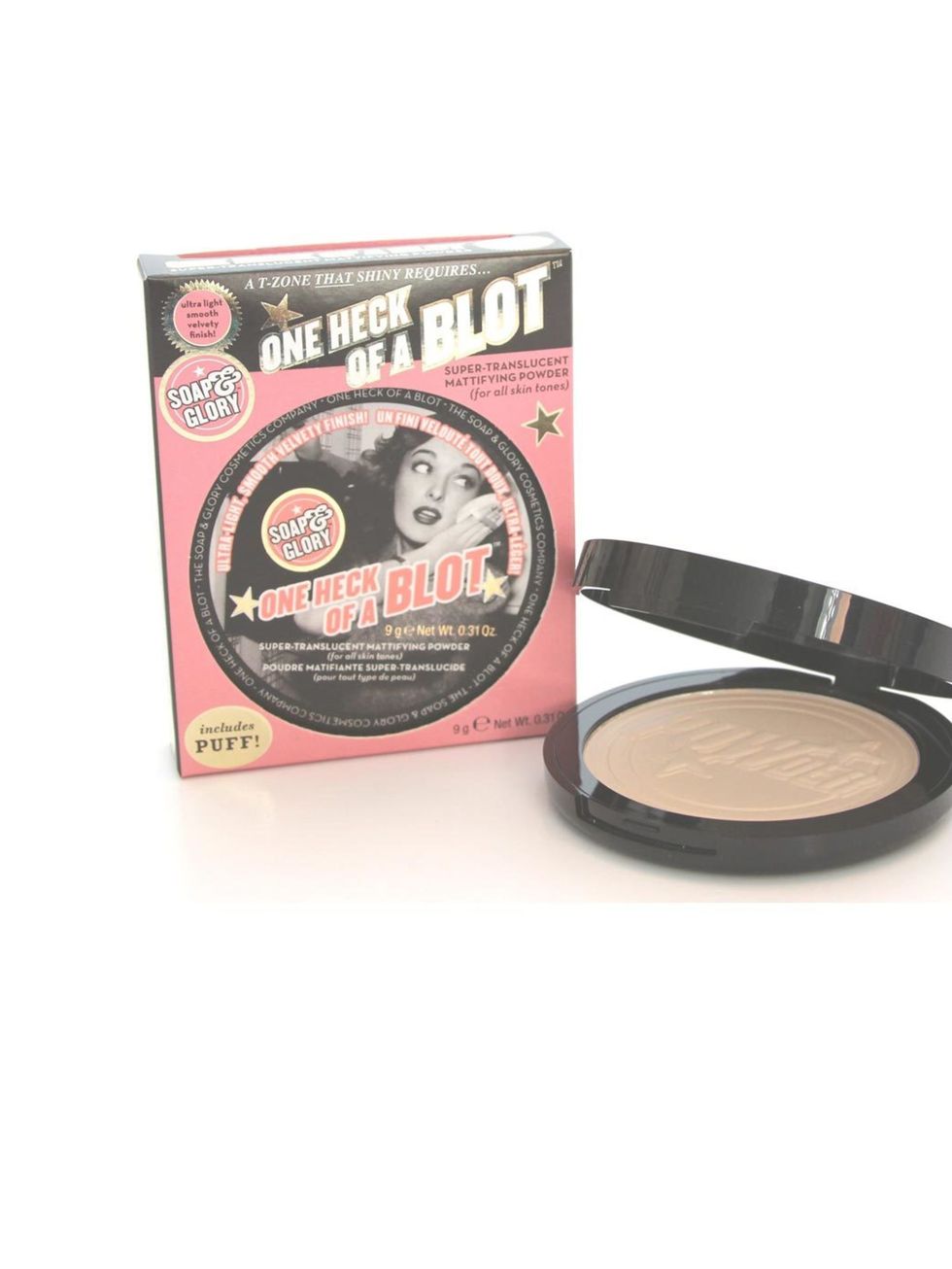 <p><a href="http://www.soapandglory.com/makeup/face/face-powders/one-heck-of-a-blocktm">Soap & Glory One Heck Of A Blot, £12</a></p><p>This is our anti-shine superhero. Always, always important to buff off the forehead/nose/chin shine for meetings/<a href