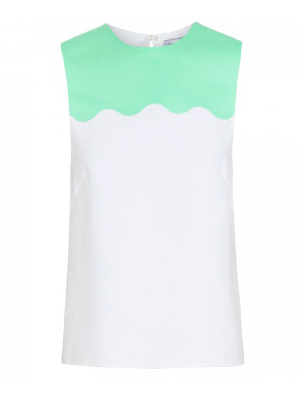 <p><a href="http://www.elleuk.com/catwalk/designer-a-z/jonathan-saunders">Jonathan Saunders</a> 'Iva' crepe tank, £435, available from <a href="http://www.harveynichols.com/womens-1/categories/designer-tops/tanks-camis/s486190-iva-scallop-trimmed-crepe-ta