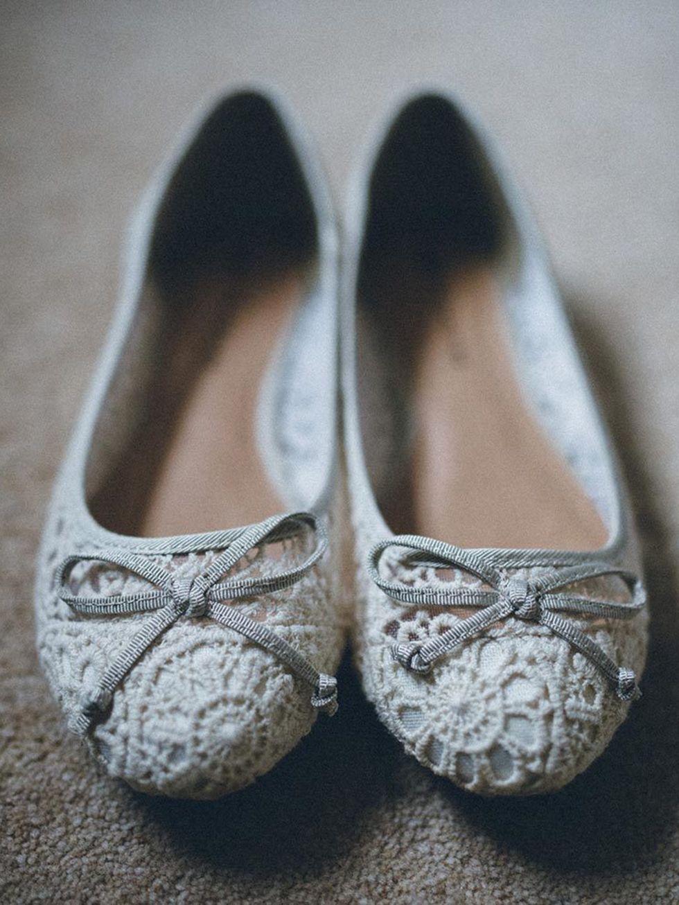 <p>My wedding shoes weren't really a priority for me. I'm only a tiny bit shorter than Phil and had no desire to be towering over him on the day.</p>

<p>I found these cream pumps just in time, and ordered them online from <a href="http://www.marksandspen