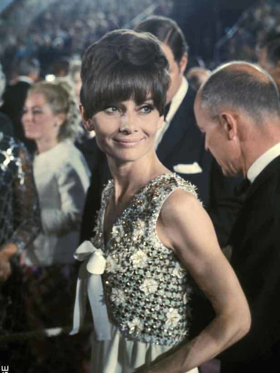 <p><a href="http://www.elleuk.com/fashion/special-features/bridal-icons">Audrey Hepburn</a> at the 47th Annual Academy Awards, 8 April 1975 </p>