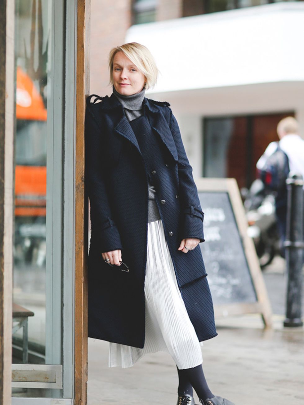 <p>Lorraine Candy<br />
Editor-in-Chief</p>

<p>Erdem coat, Jigsaw skirt, Cos polo neck, Topshop shoes and Tom Ford sunglasses. </p>