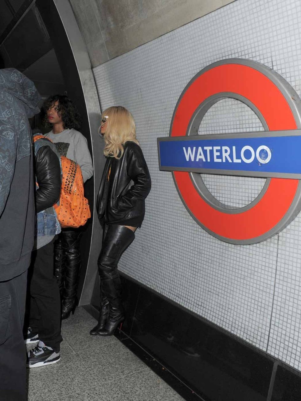 <p>Rihanna in Waterloo Tube station</p>