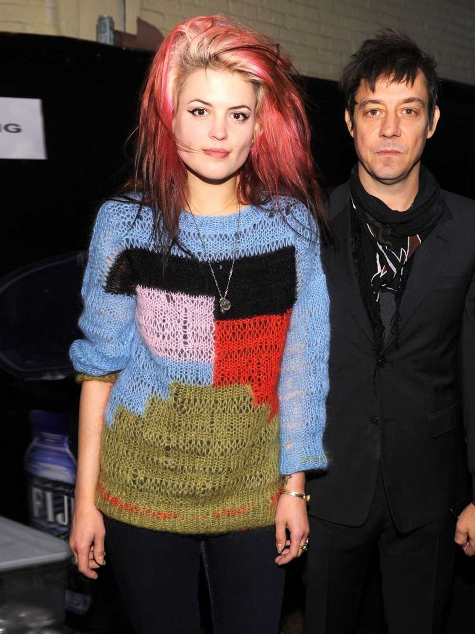 <p>Alison Mosshart with bandmate Jamie Hince at the Marc Jacobs collection backstage in New York, February 2012.</p>