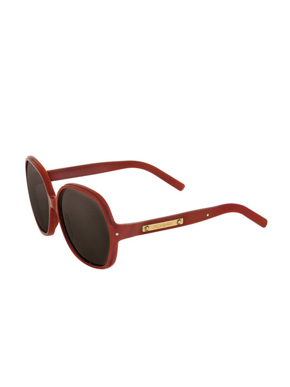 <p>Red oval sunglasses, £159, by Yves Saint Laurent (01423 520 303)</p>