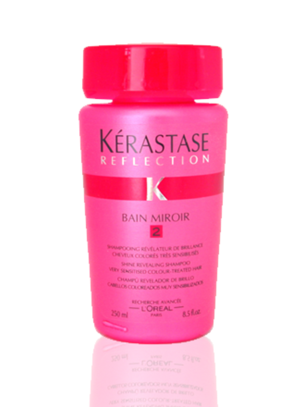 <p>Reflection Bain Miroir, £11.05 by Kerastase at <a href="http://www.hqhair.com/code/products.asp?PageID=96&amp;SectionID=534&amp;FeaturedID=3705&amp;FeaturedProduct=5174&amp;pID=1">HQhair</a></p><p>Kates hair is fine and fly away, plus, constant stylin