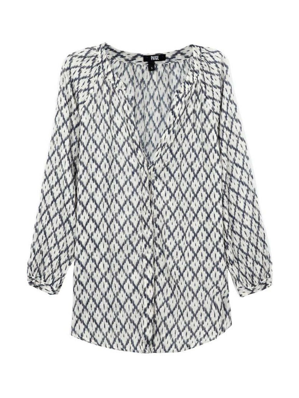 <p>Pair this slinky printed shirt with cigarette pants. </p>

<p>Paige top, £180 at <a href="http://www.trilogystores.co.uk/paige/sammy-top-in-alexandria.aspx" target="_blank">Trilogy</a></p>