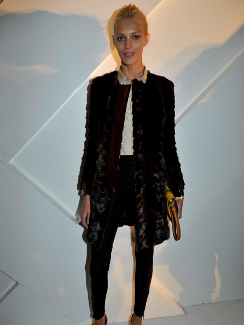 <p>Model <a href="http://www.elleuk.com/news/fashion-news/model-anja-rubik-marries-in-a-mullet-dress">Anja Rubik</a> attends the opening of <a href="http://www.elleuk.com/news/star-style-news/burberry-takes-paris/(gid)/832074">Burberry's flagship store in