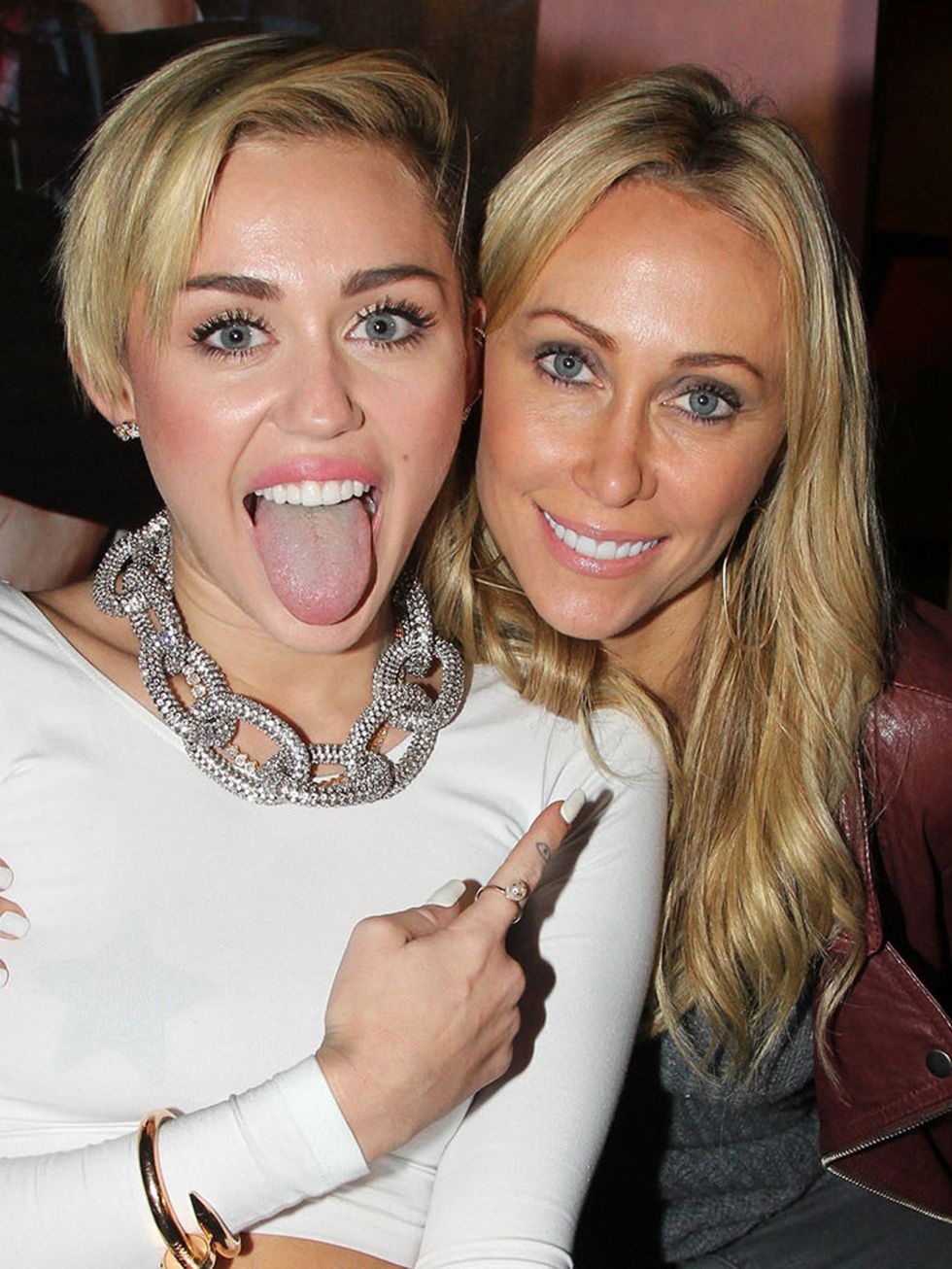 Although Miley has previously said they have different beliefs,  Tish is always at Mileys side  be it award shows, on tour or the front row of catwalk shows. Mileys said: They say you dont chose your family but if I had a choice it would be her [Tish