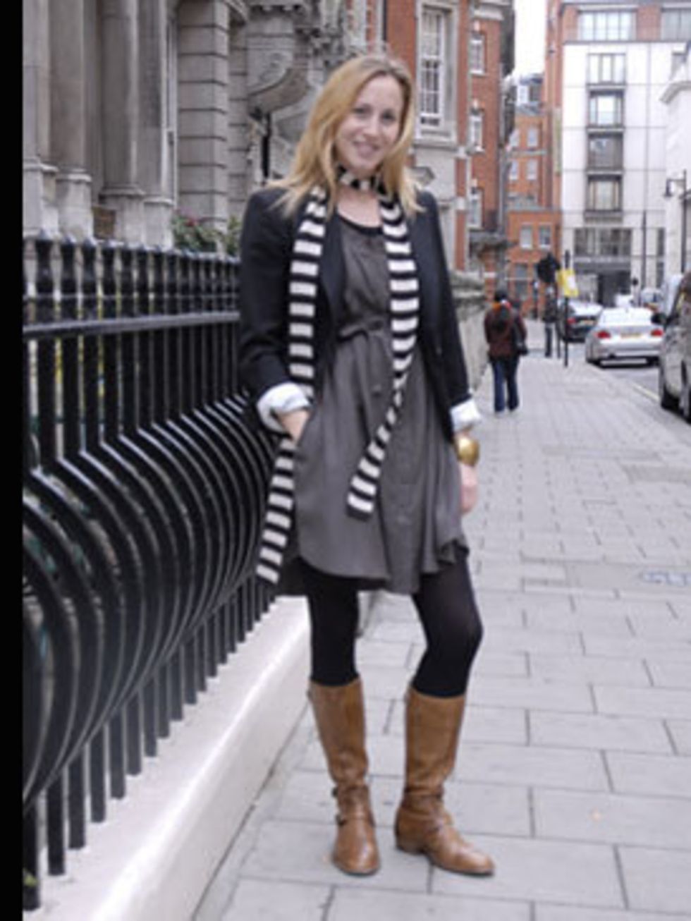 <p>Editorial Assistant and P.A to the Editor in Chief Claire Sacre shops in Gap for her work staples (its practically next door the office, perfect for Claire who is always rushed off her feet!) She toughens up key staples with Belstaff boots and a strip