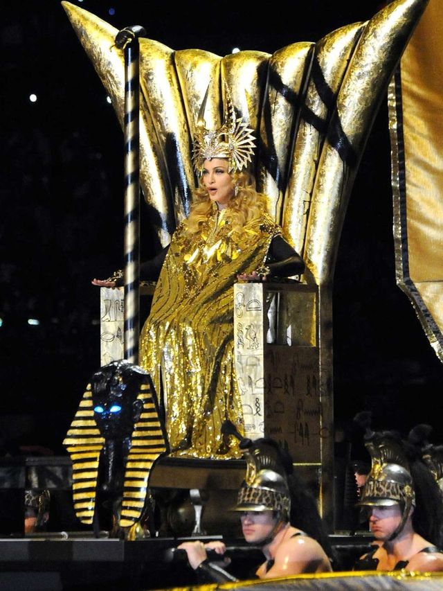 <p>A group of 'soldiers' carried Madonna, wearing Givenchy Haute Couture by Riccardo Tisci, onstage for her Super Bowl halftime show.</p>