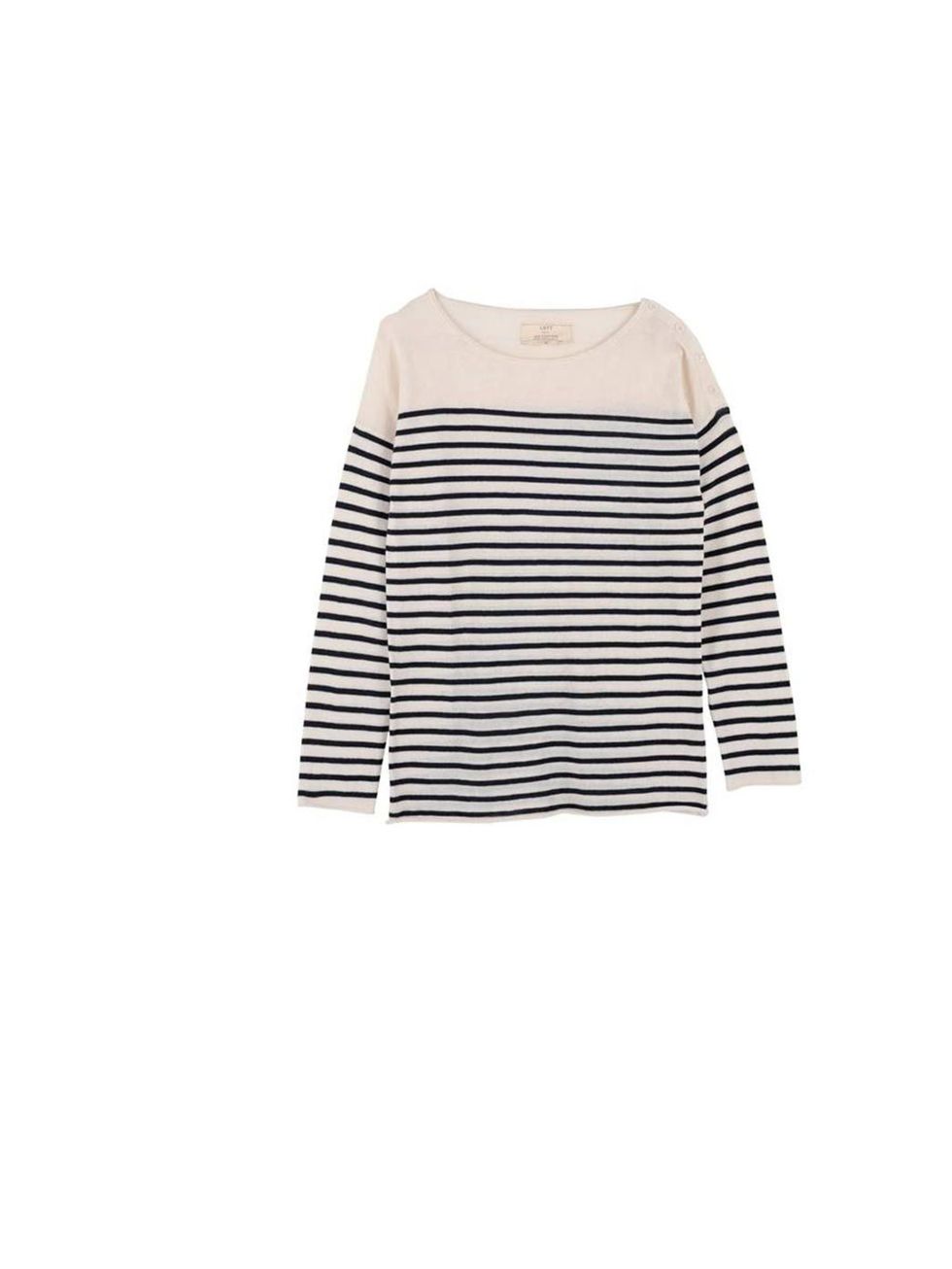 <p><a href="http://www.loftdesignby.com/">LOFT design by...</a>breton stripe sweater, £95</p>