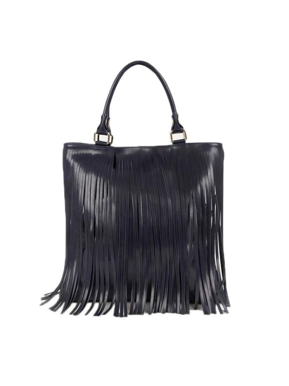 <p>There are hours of fun to be had perfecting your swishy walk.</p>

<p><a href="http://www.atterleyroad.com/navy-leather-fringed-tote.html" target="_blank">Atterley Road</a> bag, £89</p>