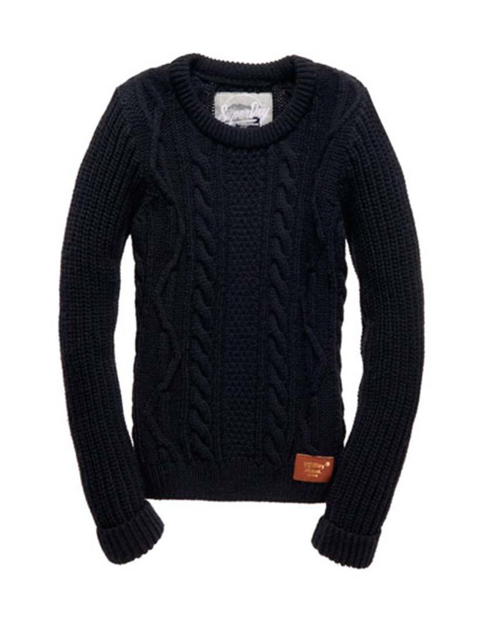 <p>Digital Director Phebe Hunnicut is adding another layer with this <a href="http://www.superdry.com/womens/knitwear/details/47818/super-cable-crew-" target="_blank">Superdry</a> cable knit jumper, £59.99.</p>