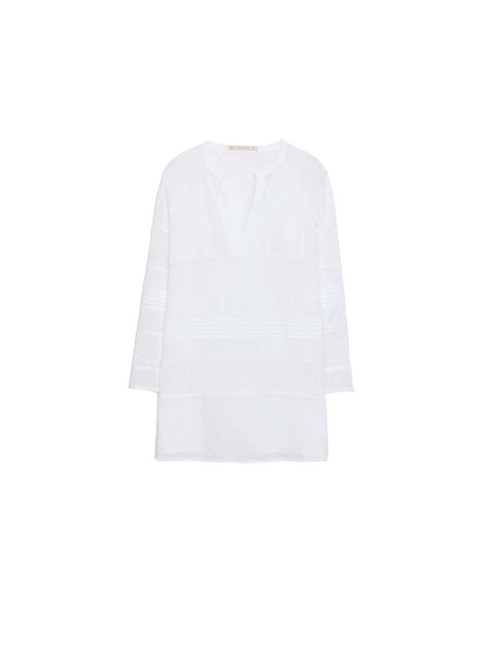 <p>Team the skirt with a white cotton top like this from <a href="http://www.zara.com/uk/en/woman/shirts/combination-cotton-voile-blouse-c358004p1843006.html">Zara</a>, £25.99</p>