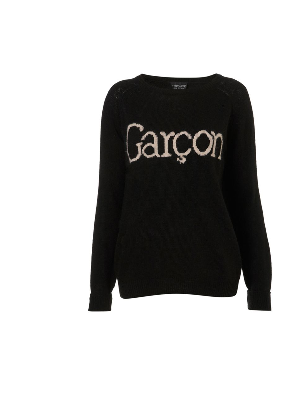 <p>Topshop 'Garcon' slogan sweater, £40</p><p><a href="http://shopping.elleuk.com/browse?fts=topshop+garcon">BUY NOW</a></p>