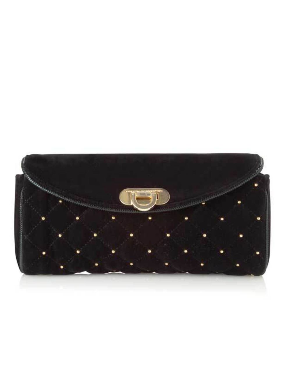 <p> <a href="http://www.frenchconnection.com/product/Woman+Collections+Accessories/SBOL4/Velvet+Stud+Clutch+Bag.htm">French Connection</a> velvet stud clutch, £33</p>