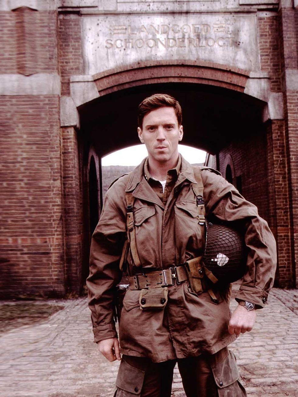 <p>Playing another soldier in Spielbergs Band of Brothers  </p>