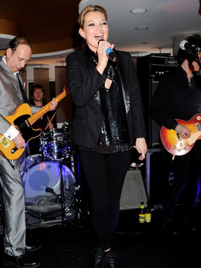 <p>Kate Moss was the star of the show, arriving with friend and hair stylist James Brown on her arm. She even took to the stage at one point to introduce W's new house band - made up of a clutch of rock 'n roll greats including Mick Jones and Roger Daltre