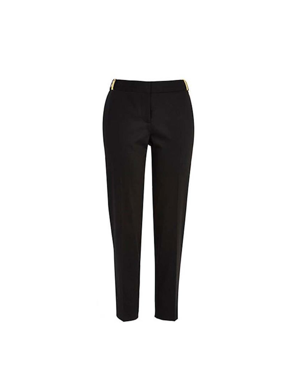 <p>Team the coat with a pair of cigarette trousers. They are easy and comfortable to wear. </p><p>These are from <a href="http://www.riverisland.com/women/trousers--leggings/slim-trousers/Black-cigarette-pants-651542">River Island</a>, £30</p>