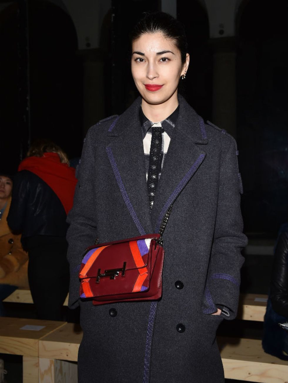 Caroline Issa on Philosophy di Lorenzo Serafini front row during Milan Fashion Week AW16.