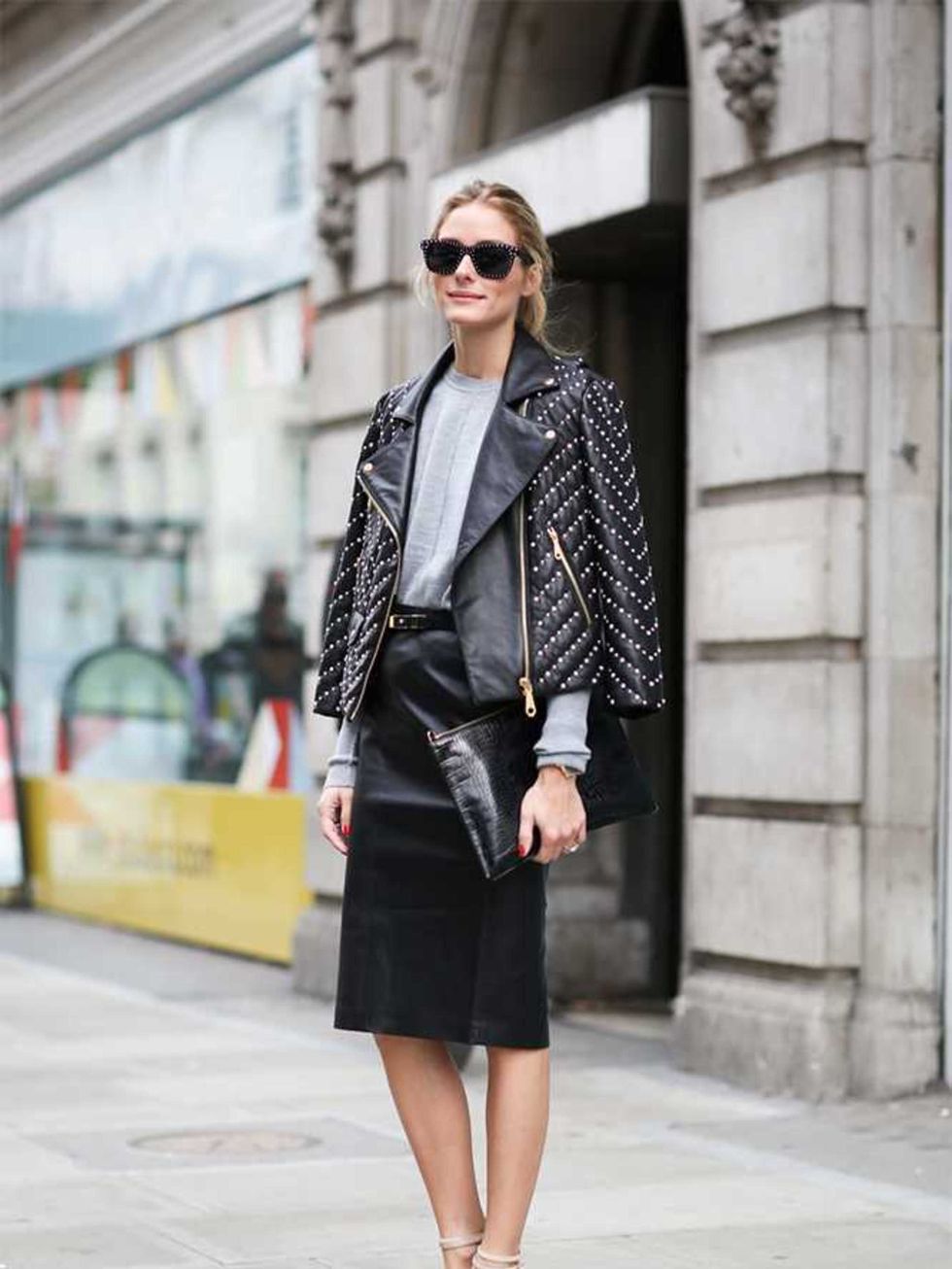 <p>Wearing a Rebecca Minkoff jacket, Willow skirt, Whistles bag and Gianvito Rossi shoes, Olivia Palermo makes sure all eyes are on her during London Fashion Week.</p>