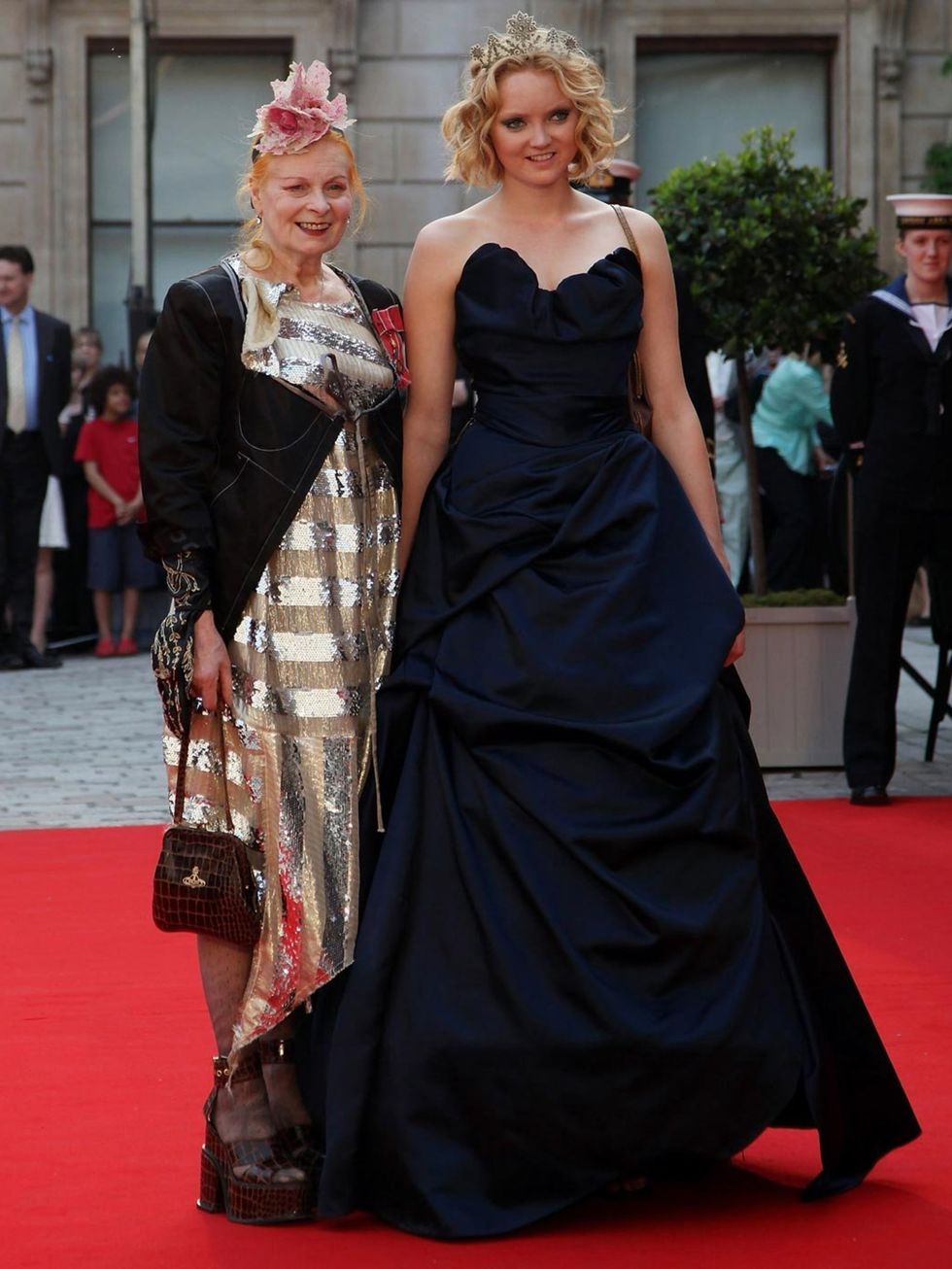 <p>Dame Vivienne Westwood and Lily Cole at A Celebration of the Arts</p>