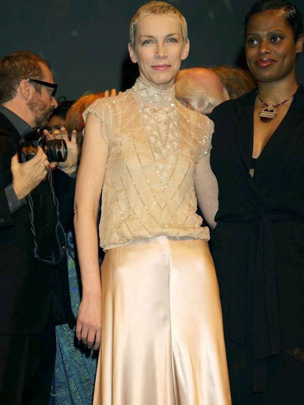 <p><a href="http://www.elleuk.com/content/search?SearchText=Annie+Lennox&amp;SearchButton=Search">Annie Lennox</a> at a gala evening for 'When Love Speaks Its Name' at the Old Vic, London, February 2002</p>