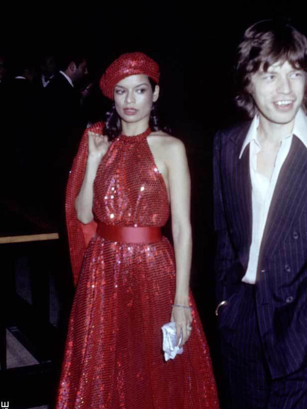 <p>Bianca Pérez-Mora Macias wore a white YSL suit to marry Mick Jagger in St Tropez in 1971, becoming an icon of '70s glamour in the years that followed. The pair split in 1978.</p>