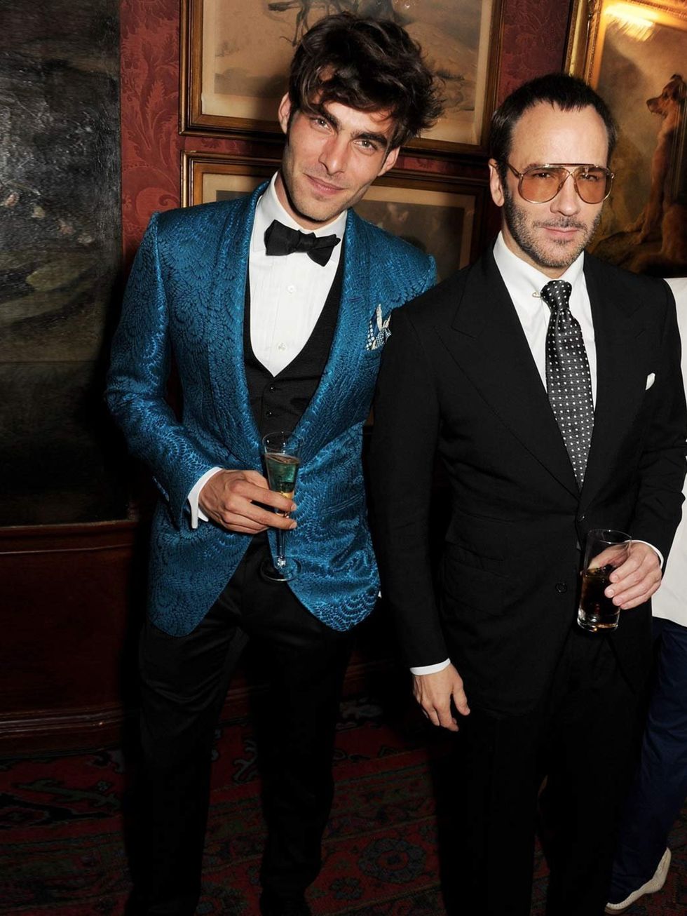 <p>Tom Ford and model Jon Kortajarena at the <a href="http://www.elleuk.com/catwalk/designer-a-z/tom-ford/autumn-winter-2013">Tom Ford</a> Mens Grooming Collection launch at Mark's Club on 18 June 2013.</p>