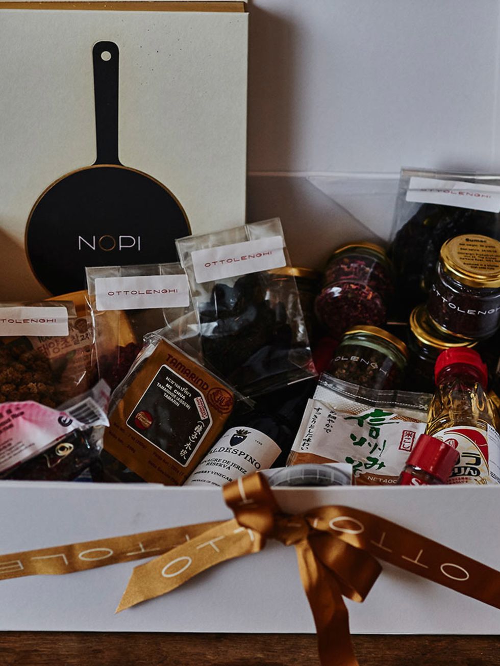<p><strong>The Adventurous Chef  Nopi, Hamper + Book £100</strong></p>

<p>Weve all read the books and fallen in love with Yottam Ottolenghis recipes. This hamper is overflowing with the exotic ingredients like dried rose petals and Tamarind pulp to Ja