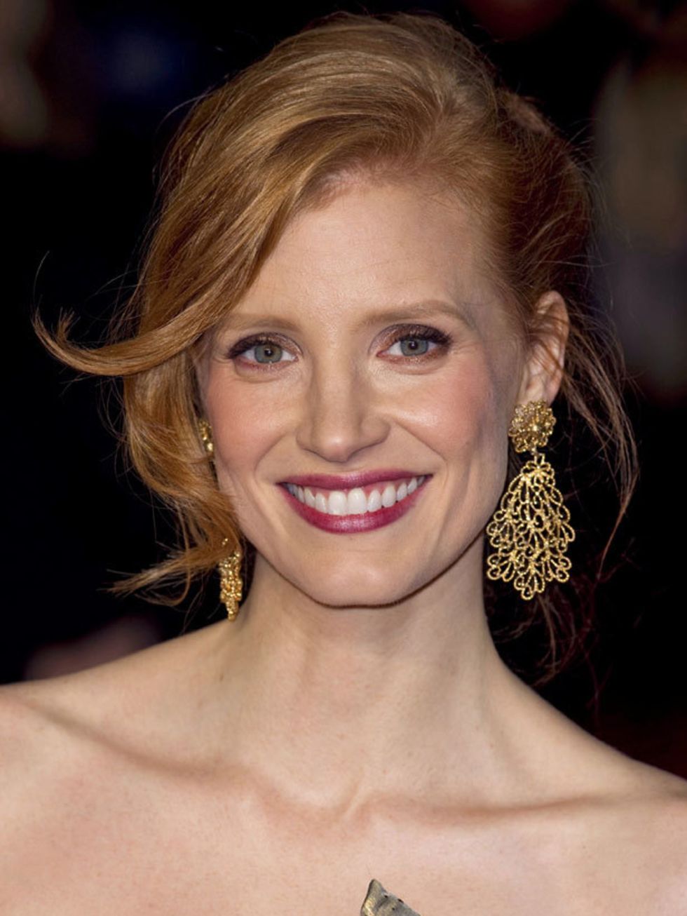 <p>ELLE magazine is putting its money on flame-haired Jessica to come up trumps at awards season for her supporting role in The Tree of Life with Brad Pitt. Shes not afraid of a bold kohl-rimmed eye or a bright lip, so whether she takes home a mantelpiec